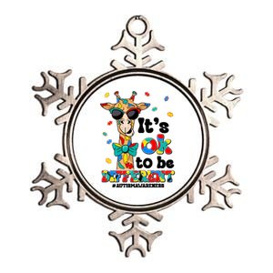 Funny ItS Ok To Be Different Autism Awareness Giraffe Metallic Star Ornament