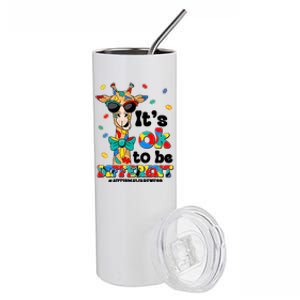 Funny ItS Ok To Be Different Autism Awareness Giraffe Stainless Steel Tumbler