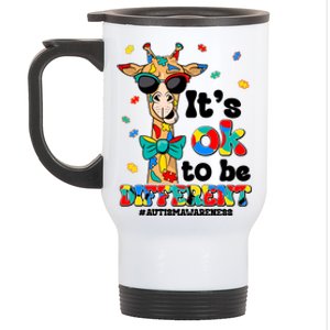 Funny ItS Ok To Be Different Autism Awareness Giraffe Stainless Steel Travel Mug