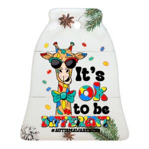 Funny ItS Ok To Be Different Autism Awareness Giraffe Ceramic Bell Ornament