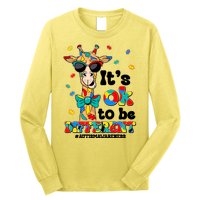 Funny ItS Ok To Be Different Autism Awareness Giraffe Long Sleeve Shirt