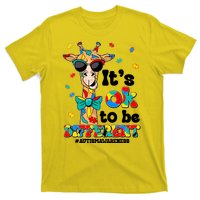 Funny ItS Ok To Be Different Autism Awareness Giraffe T-Shirt