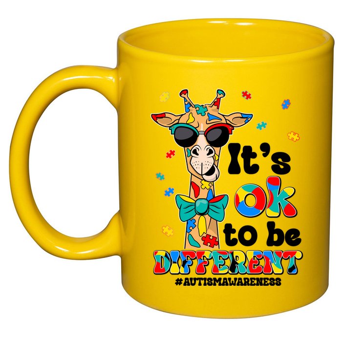 Funny ItS Ok To Be Different Autism Awareness Giraffe 11oz C Handle Ceramic Mug