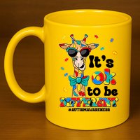 Funny ItS Ok To Be Different Autism Awareness Giraffe 11oz C Handle Ceramic Mug