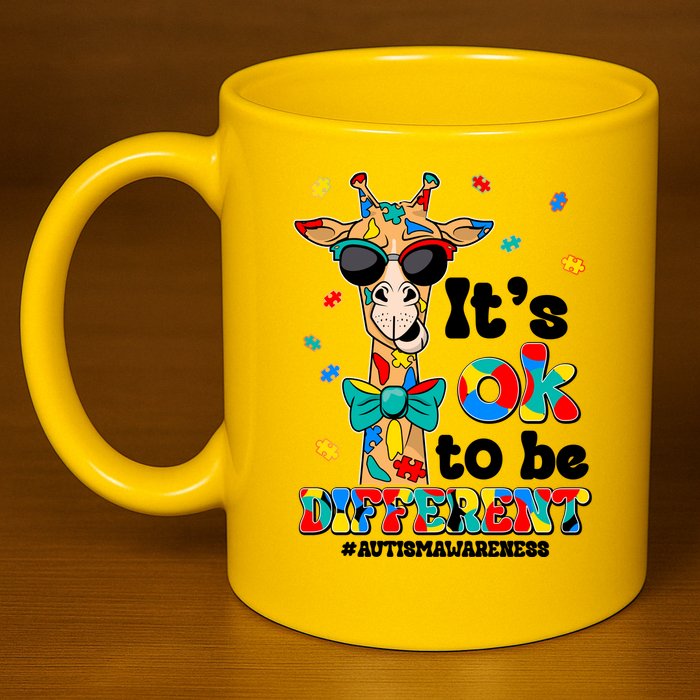 Funny ItS Ok To Be Different Autism Awareness Giraffe 11oz C Handle Ceramic Mug