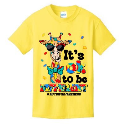 Funny ItS Ok To Be Different Autism Awareness Giraffe Kids T-Shirt