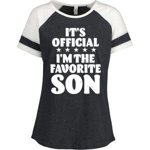 Funny Its Official Im The Favorite Son Enza Ladies Jersey Colorblock Tee