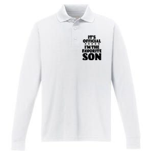 Funny Its Official Im The Favorite Son Performance Long Sleeve Polo