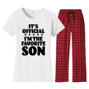 Funny Its Official Im The Favorite Son Women's Flannel Pajama Set