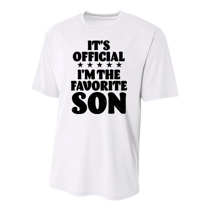 Funny Its Official Im The Favorite Son Youth Performance Sprint T-Shirt