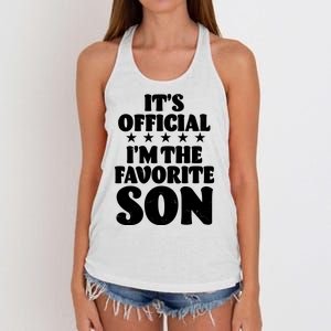 Funny Its Official Im The Favorite Son Women's Knotted Racerback Tank