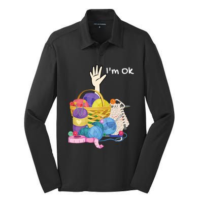 Funny I'm Ok Crocheting Crochet Lovers Arts And Crafts Funny Gift Silk Touch Performance Long Sleeve Polo