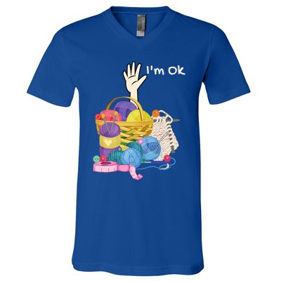 Funny I'm Ok Crocheting Crochet Lovers Arts And Crafts Funny Gift V-Neck T-Shirt