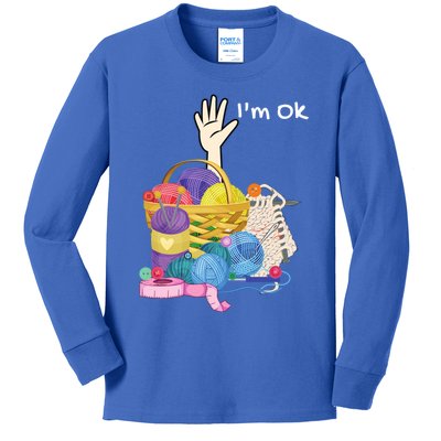 Funny I'm Ok Crocheting Crochet Lovers Arts And Crafts Funny Gift Kids Long Sleeve Shirt