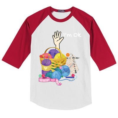 Funny I'm Ok Crocheting Crochet Lovers Arts And Crafts Funny Gift Kids Colorblock Raglan Jersey