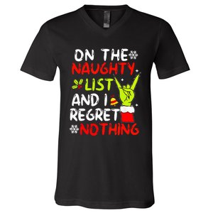 Funny IM On The Naughty List And I Regret Nothing Christmas V-Neck T-Shirt