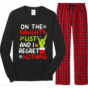 Funny IM On The Naughty List And I Regret Nothing Christmas Long Sleeve Pajama Set