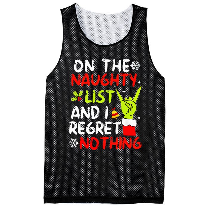 Funny IM On The Naughty List And I Regret Nothing Christmas Mesh Reversible Basketball Jersey Tank