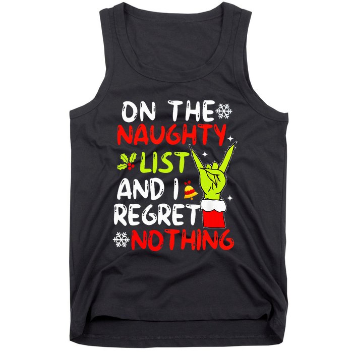 Funny IM On The Naughty List And I Regret Nothing Christmas Tank Top