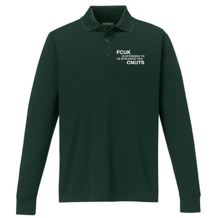 Fcuk Is Offensive To Dyslexics Cnuts Performance Long Sleeve Polo