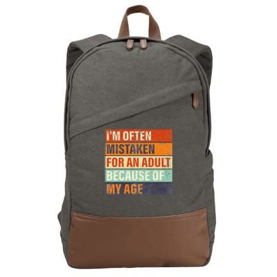 Funny IM Often Mistaken For An Adult Because Of My Age Cotton Canvas Backpack