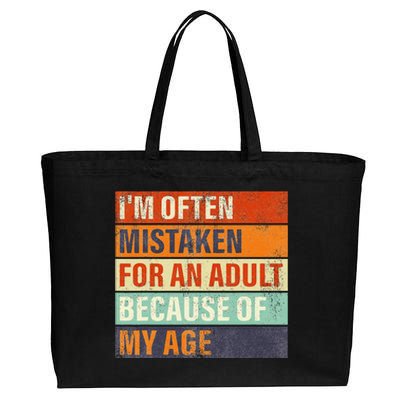 Funny IM Often Mistaken For An Adult Because Of My Age Cotton Canvas Jumbo Tote