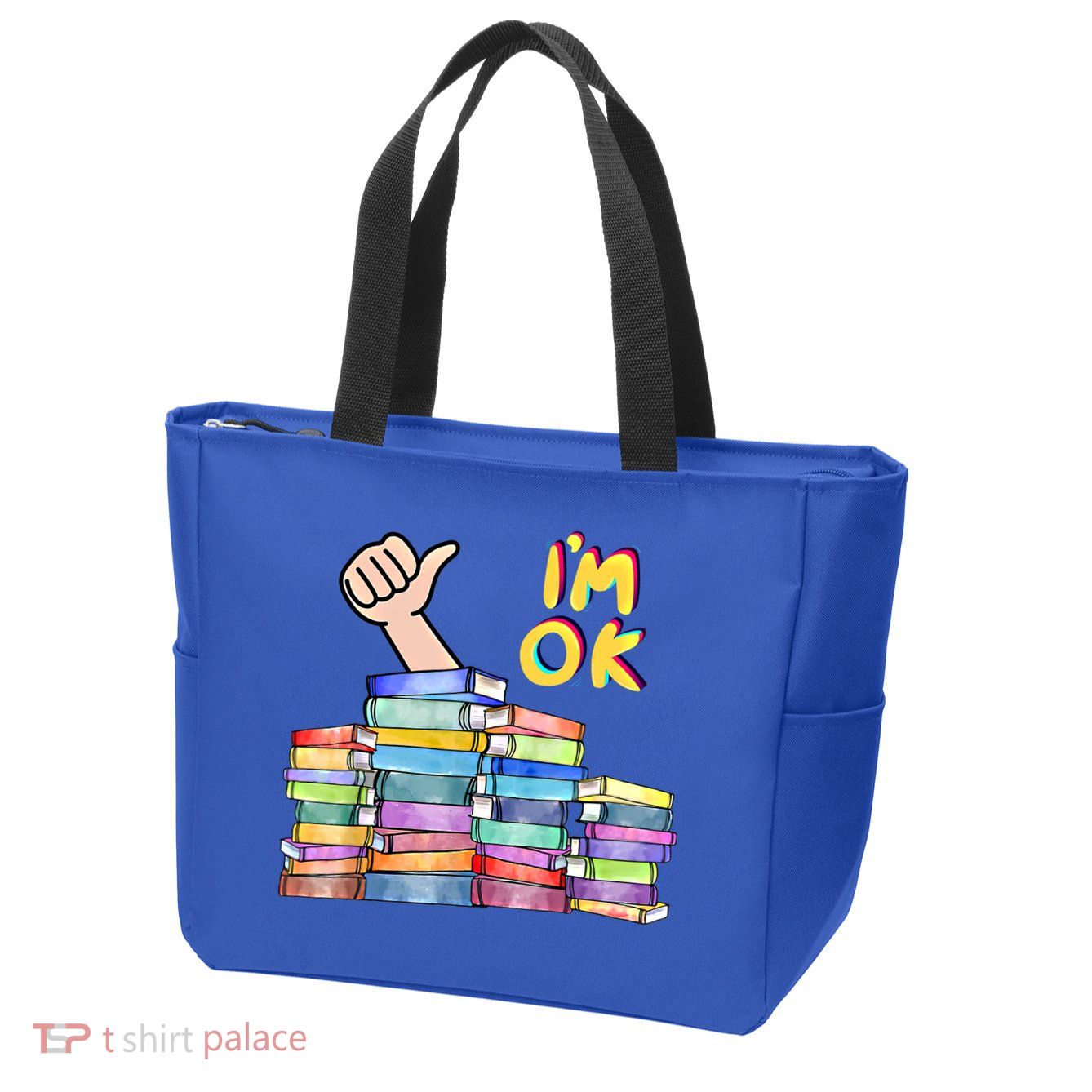 Funny I'm Ok Reading Books Nerd National Book Day Lover Gift Zip Tote Bag