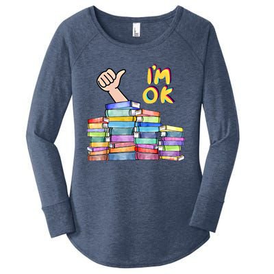 Funny I'm Ok Reading Books Nerd National Book Day Lover Gift Women's Perfect Tri Tunic Long Sleeve Shirt