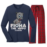 Fiona The Hippo #TeamFiona Hippopotamus Zoo Women's Long Sleeve Flannel Pajama Set 