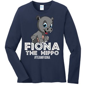 Fiona The Hippo #TeamFiona Hippopotamus Zoo Ladies Long Sleeve Shirt