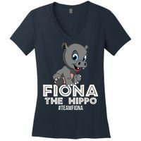 Fiona The Hippo #TeamFiona Hippopotamus Zoo Women's V-Neck T-Shirt