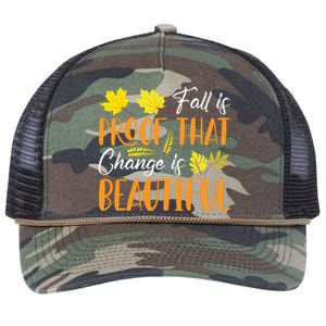 Fall Is Proof That Change Is Beautiful Retro Rope Trucker Hat Cap