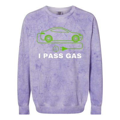 Funny I Pass Gas Electric Car I Love Evs Electric Vehicle Colorblast Crewneck Sweatshirt