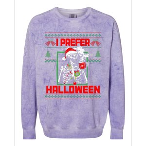 Funny I Prefer Halloween Skeleton Ugly Christmas Sweater Colorblast Crewneck Sweatshirt