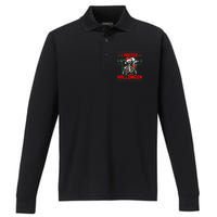 Funny I Prefer Halloween Skeleton Ugly Christmas Sweater Performance Long Sleeve Polo