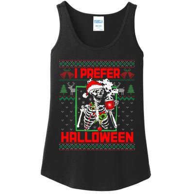 Funny I Prefer Halloween Skeleton Ugly Christmas Sweater Ladies Essential Tank