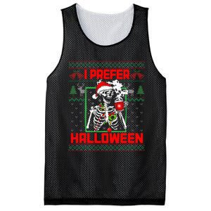 Funny I Prefer Halloween Skeleton Ugly Christmas Sweater Mesh Reversible Basketball Jersey Tank