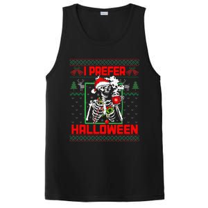 Funny I Prefer Halloween Skeleton Ugly Christmas Sweater PosiCharge Competitor Tank