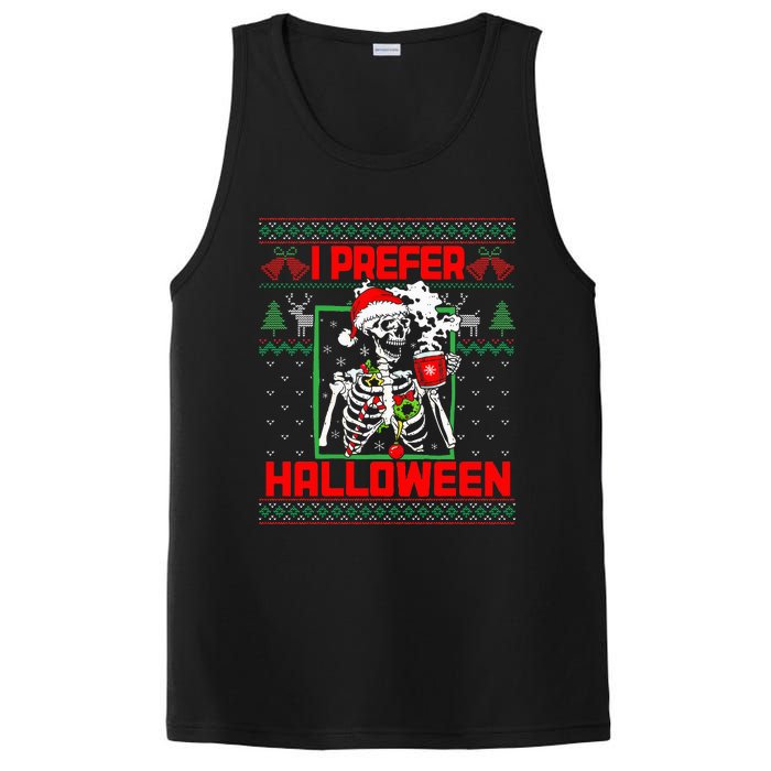 Funny I Prefer Halloween Skeleton Ugly Christmas Sweater PosiCharge Competitor Tank