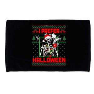 Funny I Prefer Halloween Skeleton Ugly Christmas Sweater Microfiber Hand Towel