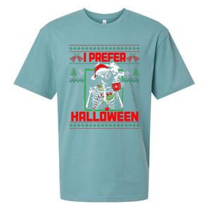 Funny I Prefer Halloween Skeleton Ugly Christmas Sweater Sueded Cloud Jersey T-Shirt