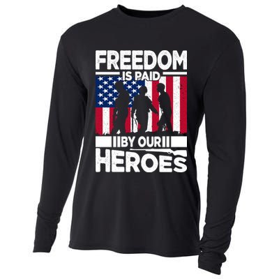 Freedom Is Paid By Our Heroes Memorial Day Gift Cooling Performance Long Sleeve Crew