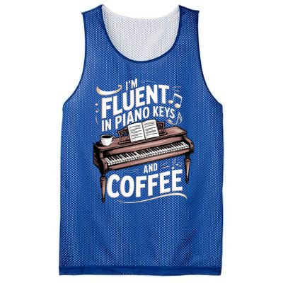 Fluent In Piano Keys Coffee Keyboard Pianist Musician Piano Gift Mesh Reversible Basketball Jersey Tank