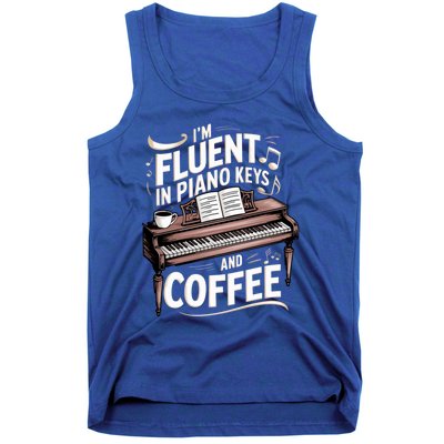 Fluent In Piano Keys Coffee Keyboard Pianist Musician Piano Gift Tank Top