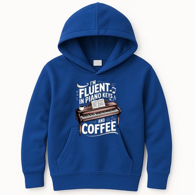 Fluent In Piano Keys Coffee Keyboard Pianist Musician Piano Gift Kids Hoodie