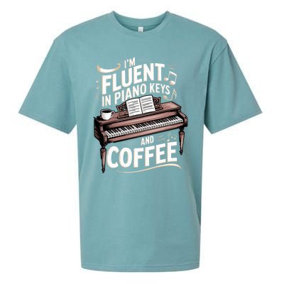 Fluent In Piano Keys Coffee Keyboard Pianist Musician Piano Gift Sueded Cloud Jersey T-Shirt