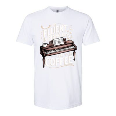 Fluent In Piano Keys Coffee Keyboard Pianist Musician Piano Gift Softstyle CVC T-Shirt