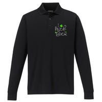 Funny I Pinch Back Saint Patrick's Day Lucky Irish Clover Cute Performance Long Sleeve Polo