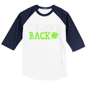 Funny I Pinch Back Saint Patrick's Day Lucky Irish Clover Funny Baseball Sleeve Shirt