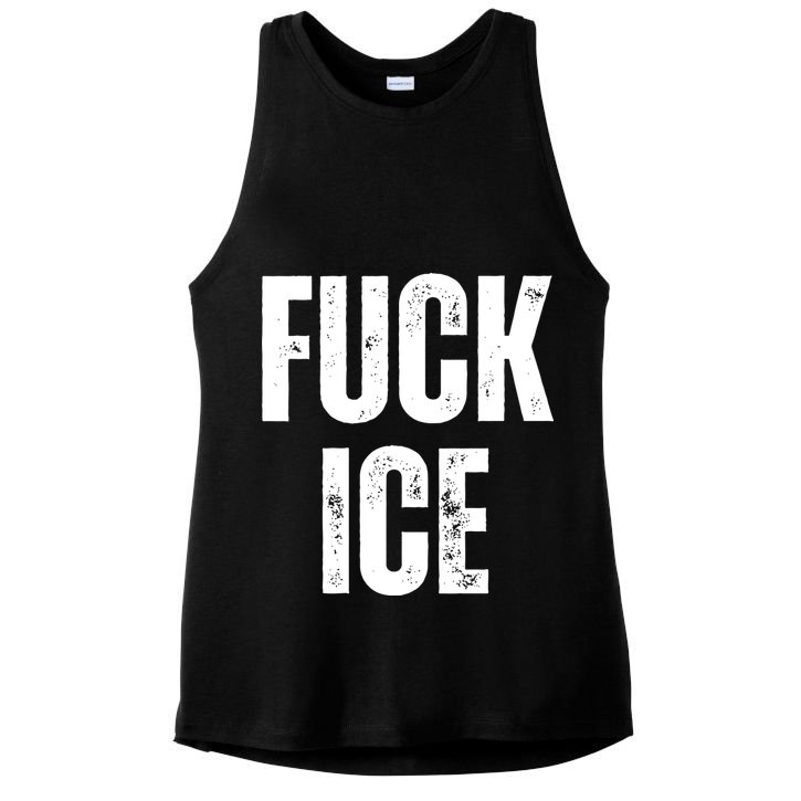 Fuck Ice Protest & Resist Support Immigrants Ladies PosiCharge Tri-Blend Wicking Tank